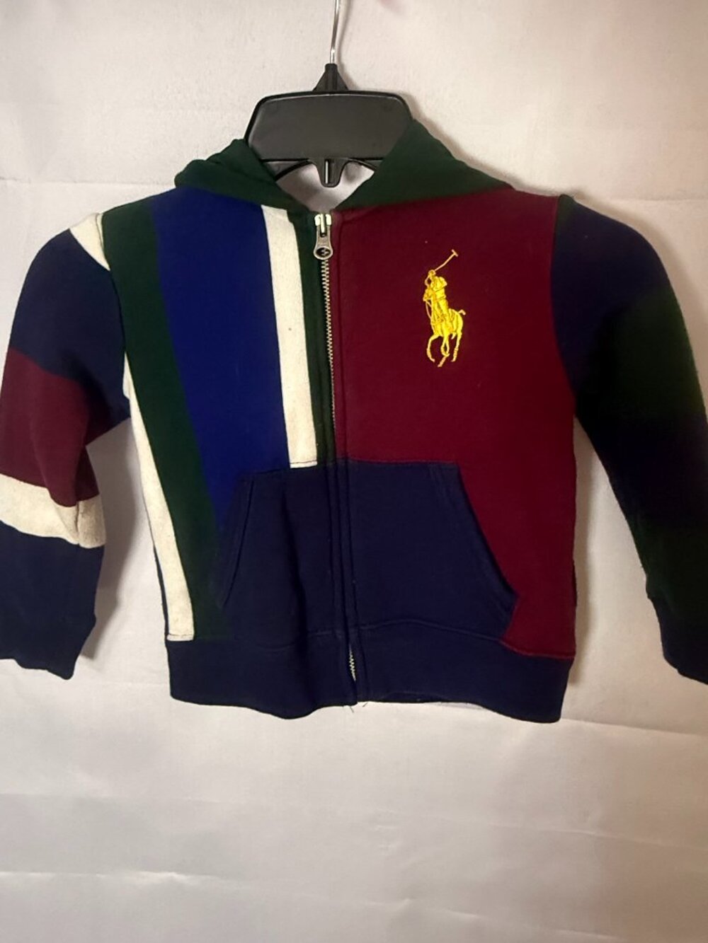 Polo Ralph Lauren Colorblock Full Zip Hoodie 3/3T Big Pony Multicolor